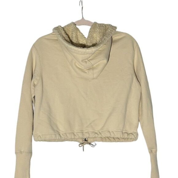 James Perse Cream Cropped Hooded Zip Up Sweatshirt Size Small - Picture 3 of 11